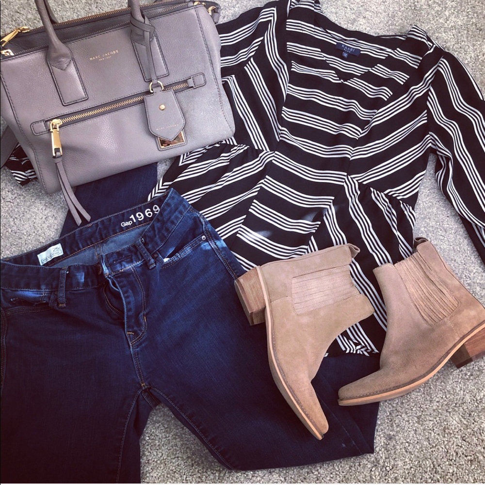 Kaari Blue Black Striped Blouse
